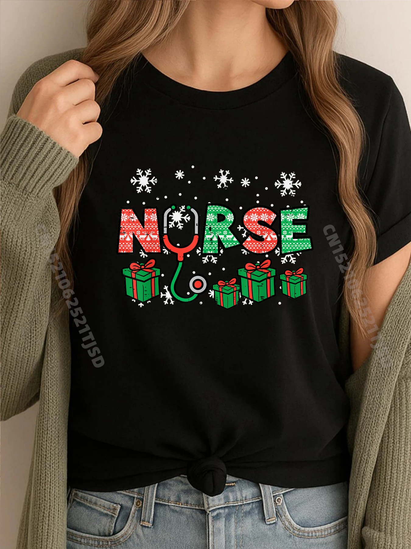 

Рождественский стетоскоп для медсестры, Рождественский скраб для кормления, топ Rn 3XL, женская одежда, новогодняя футболка, женская футболка на Хэллоуин