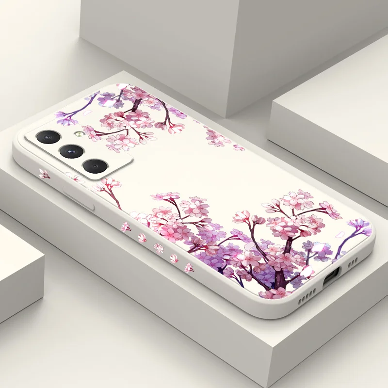 Falling Flowers Phone Case For Samsung Galaxy A55 A35 A25 A15 A05 A05S A54 A34 A24 A14 A04 A04S A04E 4G 5G Cover