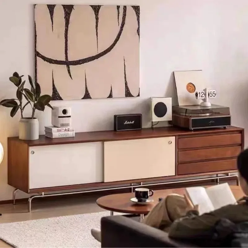 

Medieval TV cabinet Nordic solid wood living room storage household storage small apartment modern simple storage TV cabinet