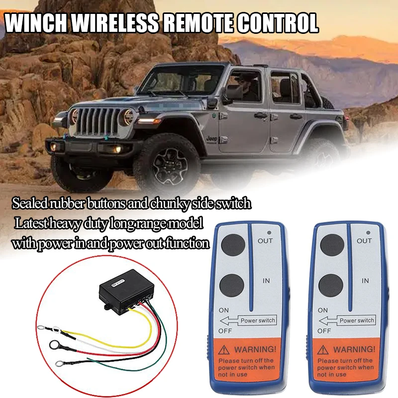 3PCS Wireless Winch Remote Control Set - 12V/24V Dual Handset Switch 50ft for Jeep SUV Car Recovery Crane Accessories