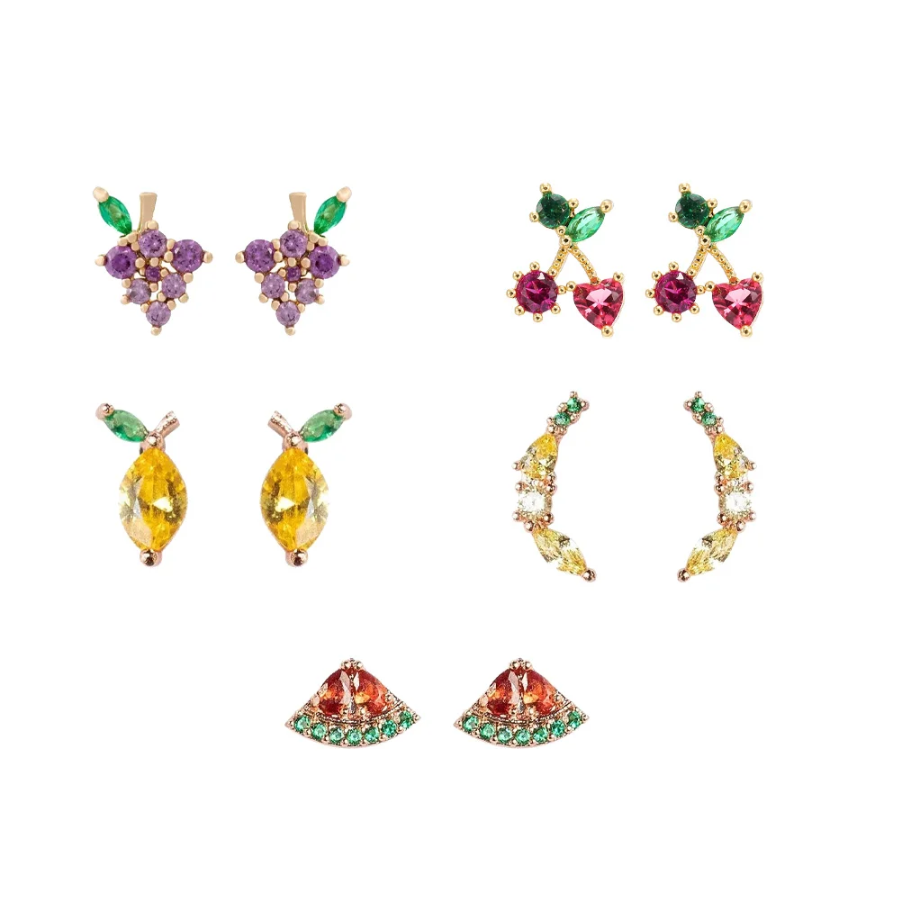 

5 Pairs Fruit Earrings Chic Female Danglers Women Fashion Accessories 925 Fashionable Miss