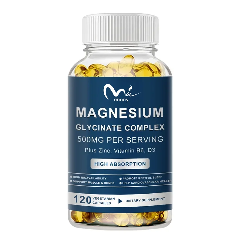 Magnesium Glycinate Capsules with Zinc for Sleep Quality, Muscle Recovery, Heart, Brain Health