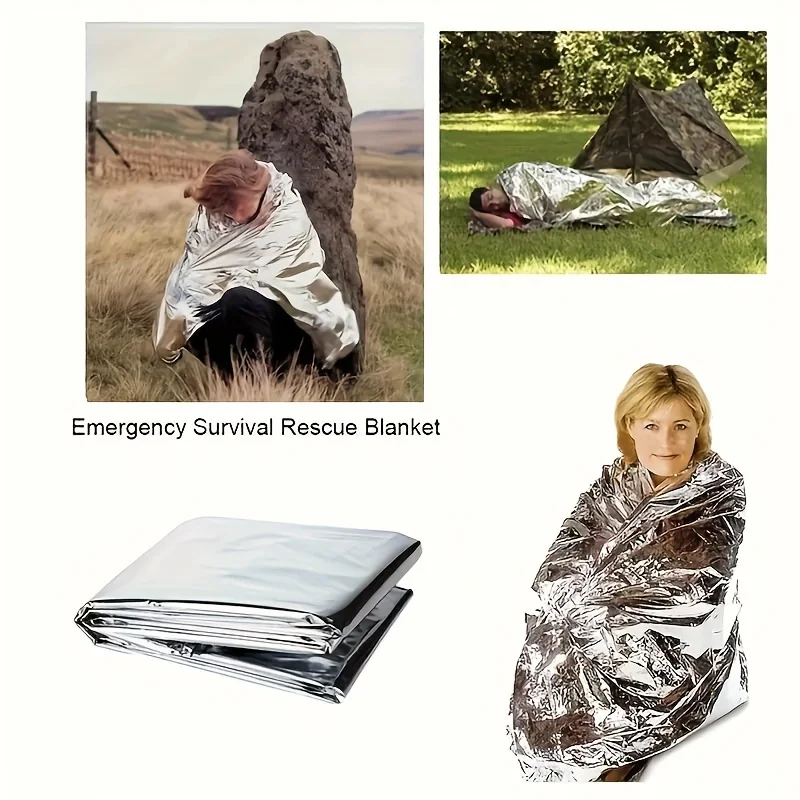 5 couvertures de survie d'urgence – couvertures isolantes en aluminium coupe-vent et résistantes au froid, adaptées à l'exploration en plein air et