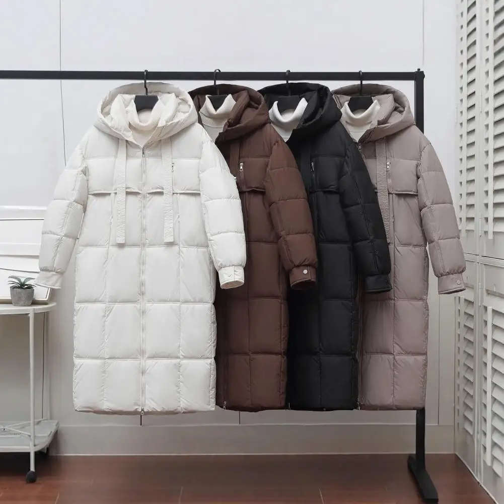 Parkas largas rosas cálidas con capucha para invierno, Chaqueta de algodón coreano acolchada a prueba de viento, abrigo informal para la nieve, chaquetas nuevas para mujer