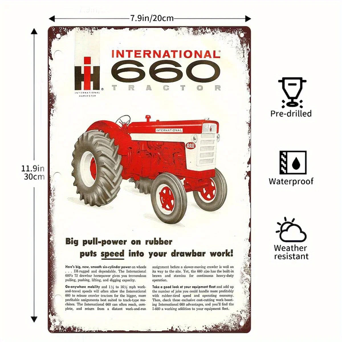 660 Vintage Grain Elevator, Metal Plate, Wall Art for Retro Farm Utility Vehicles, Waterproof Decoration for Home, Cafe, Garage