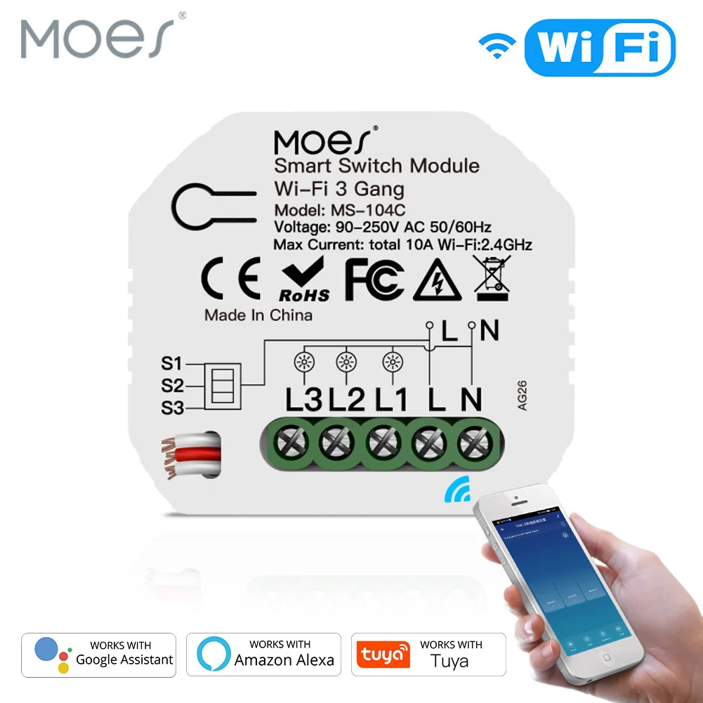 Moes Smart ZigBee WiFi Switch Module Dimmer Curtain Switch Smart Life App Remote Control Alexa Google Home Voice Control