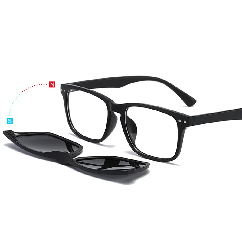 2297 Rivets Square TR90 Frame Magnet Clip Myopia Glasses 0 -1.0 -2.0 To -6.0 ,Fashion Hyperopia Sunglasses +0.5 +1.0 +2.0 To +6