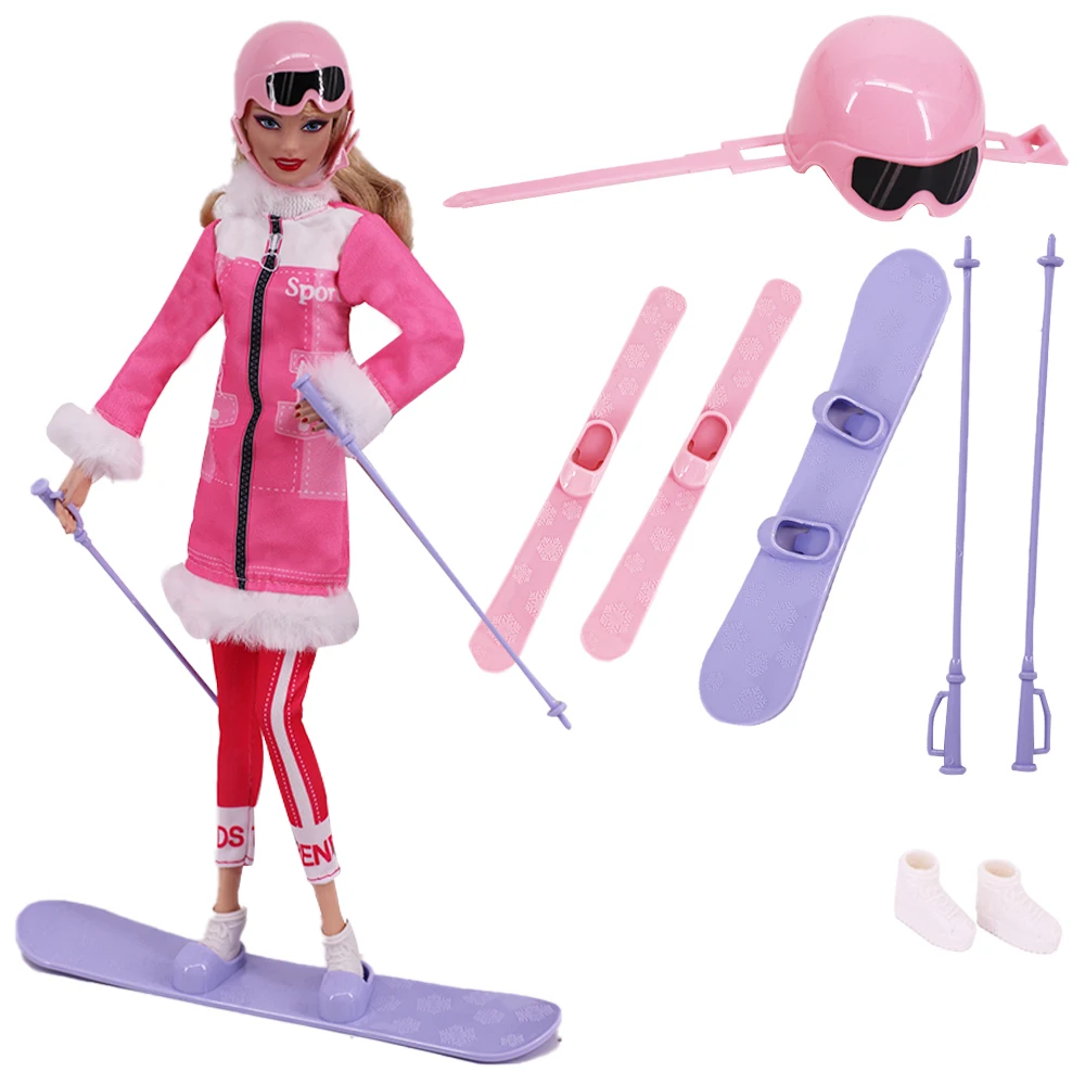 Mini Sled Doll Clothes Accessories Ski Suit Safety Helmet For barbies Clothes Dollhouse Ornaments,Fashion Outfits Clothing Gifts