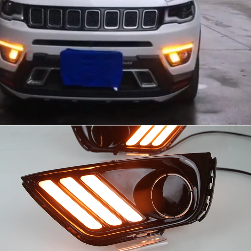 Car LED DRL With Yellow Turn Signal Daytime Running Light Daylight