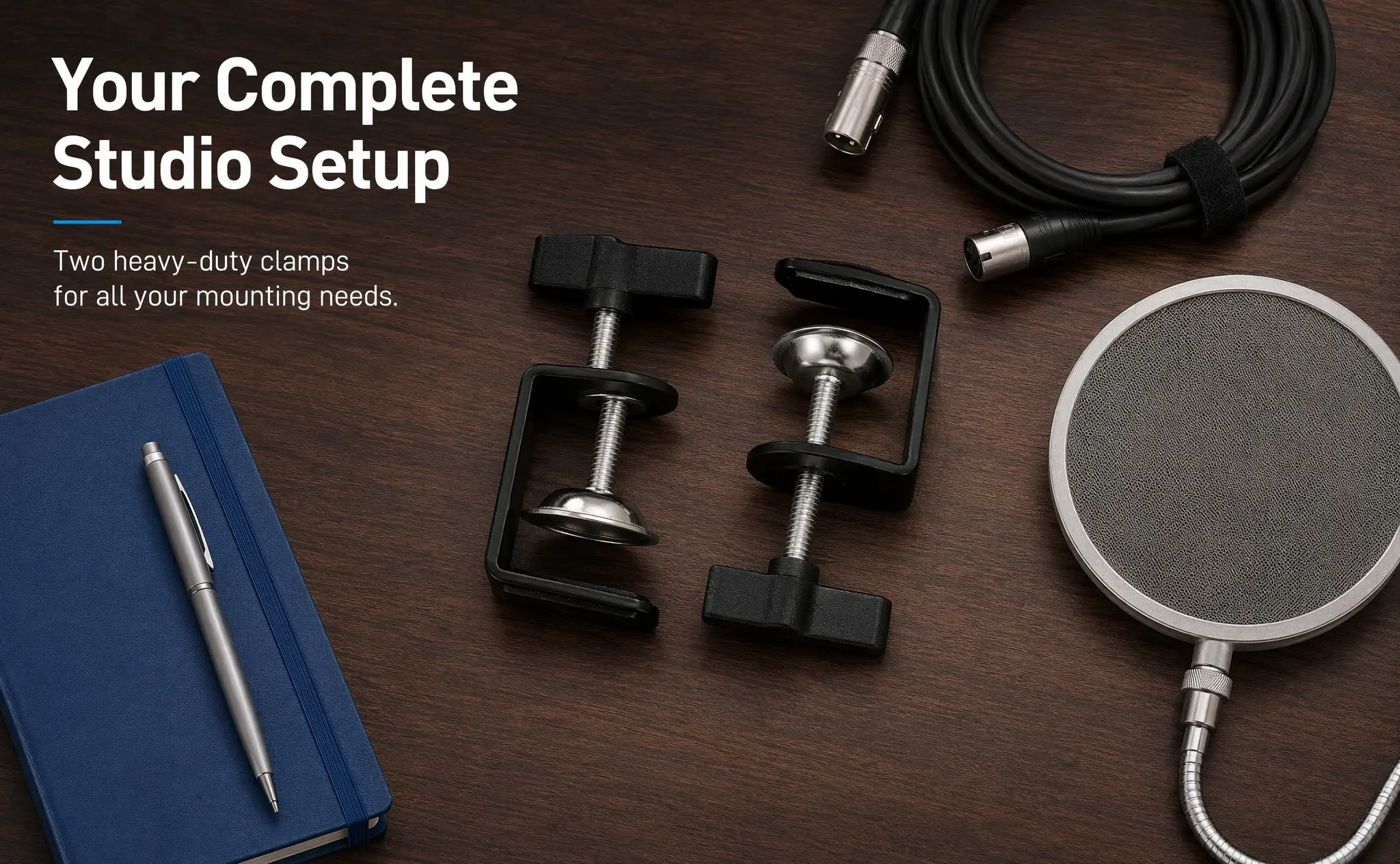 Metal -Clamp Heavy Duty Table Mount Clamp Adjustable Desk C-Shape Retaining Clip Suitable for Microphone Studio Stage