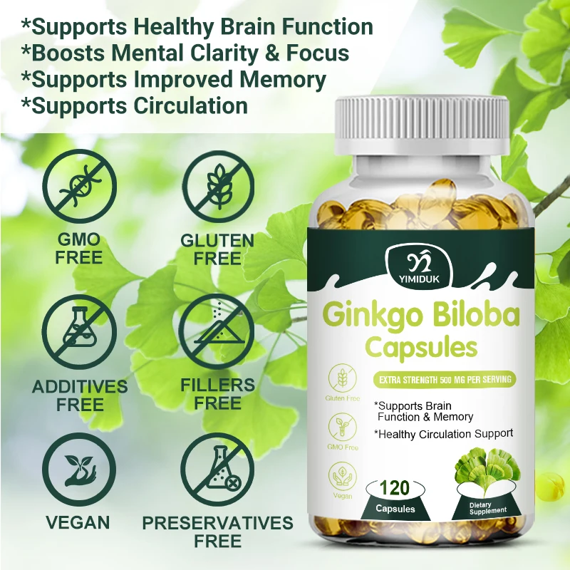 Ginkgo Biloba Extra Capsule Support Brain Function & Memory Help Hypertension & Cardiovascular Health Dietary Supplemnt