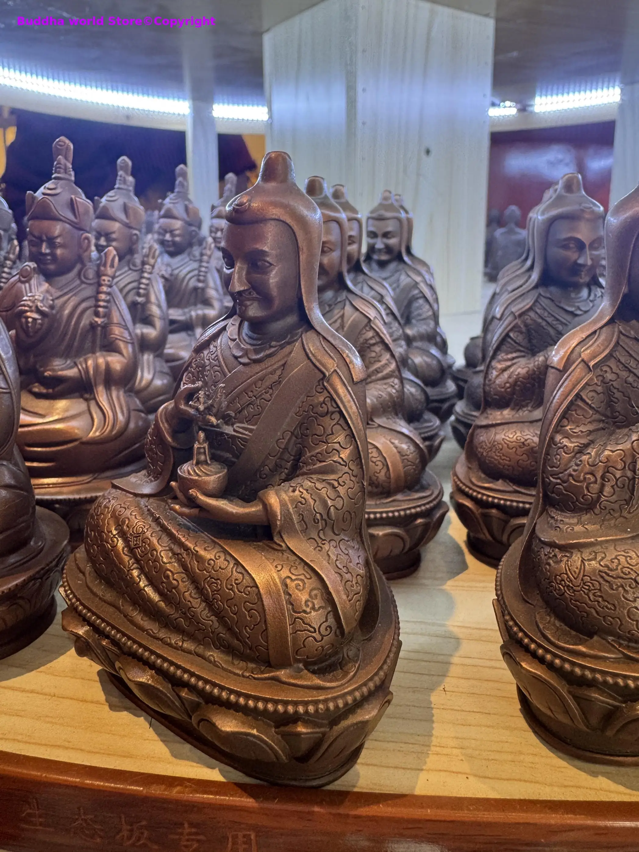 Exclusive Holy land DA LE Rinpoche HAI SHENG figure Handmade copper statue Buddhist lama monk worship offering small buddha