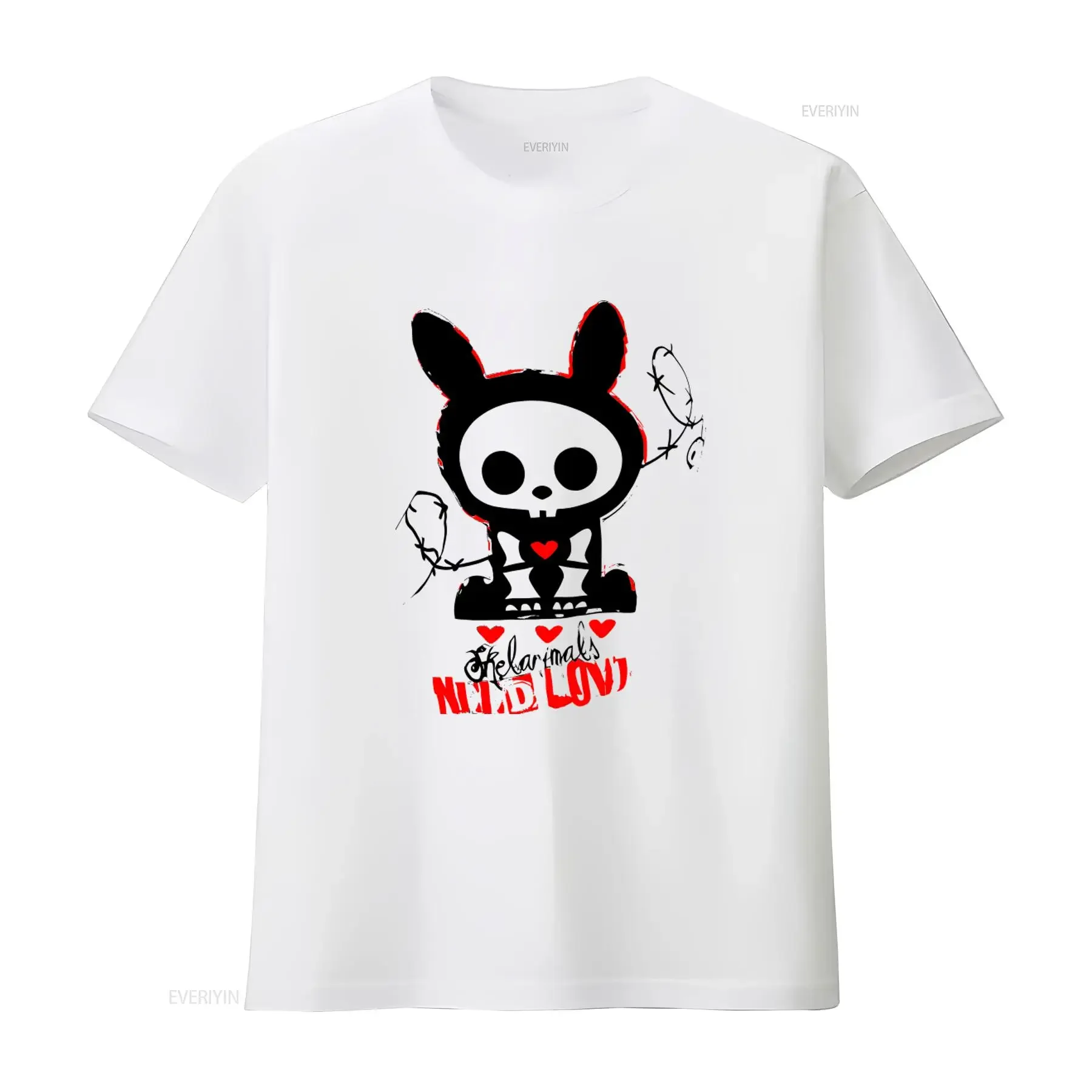 SKELANIMALS T Shirt Jack Need Love Design Stylish White Basic for Women XL Perfect Fashion Forward Individuals vintage Washed
