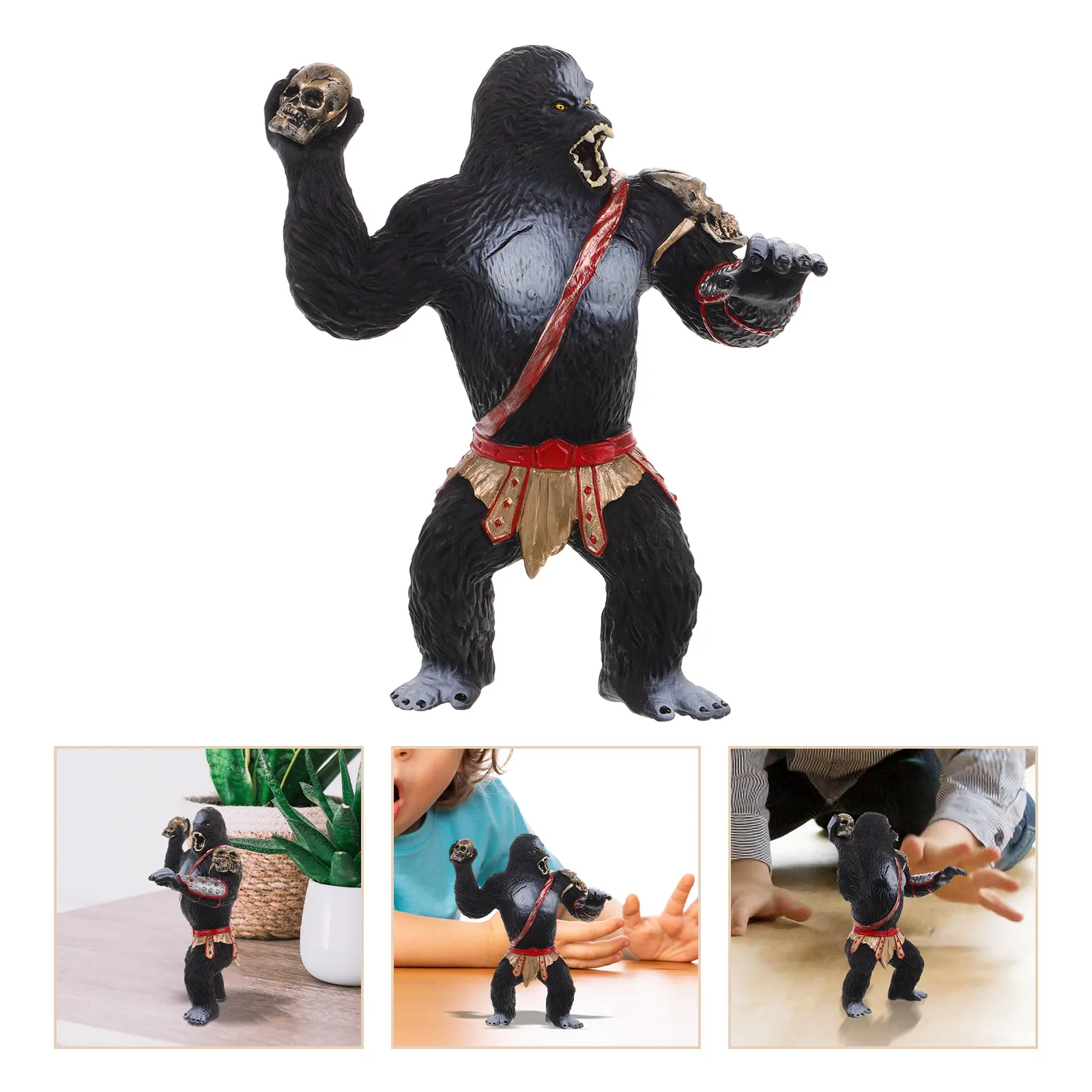 

Realistic Gorilla Statue Plastic Wild Animal Sculpture Wildlife Education Collection Jungle Decoration for Kids