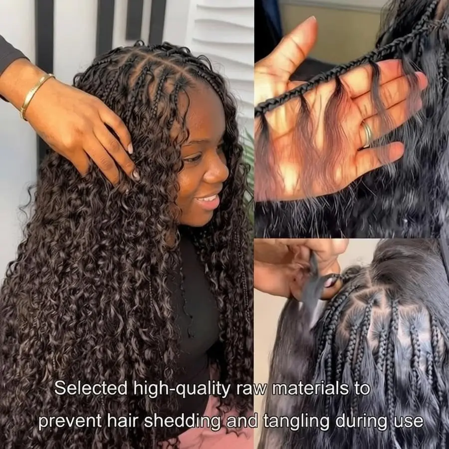 Human Braiding Hair For Boho Braids Burmese Curly Bundles Human Hair For Bohemian Knotless Braids For Black Women Natural Black - Image 6
