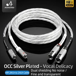 One Pair HiFi 2RCA to 2XLR Audio Cable 6N OCC Silver Plated 3Pin XLR Female to RCA Male Cable For Speaker Amplifier Cable