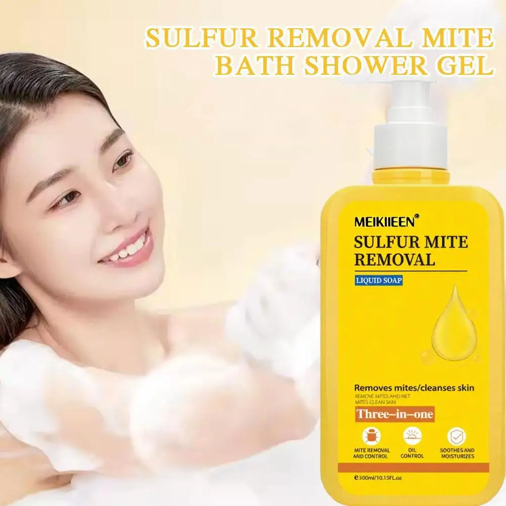 

Sulfur Mite Removal Scrub Soap Shower Gel Body Wash Deep Back Cleaning 300ml Large Bottle Body Wash Daily Shower Gel