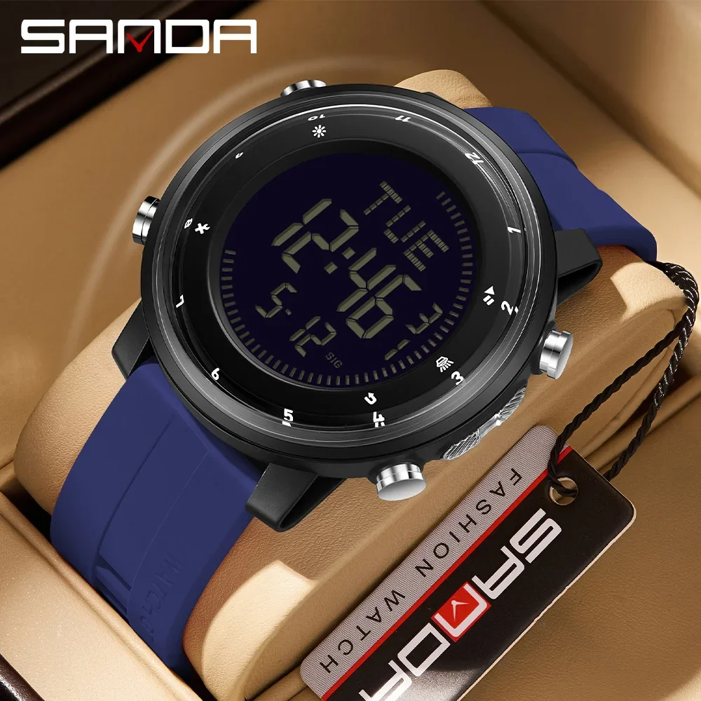 Fashion SANDA 2026 New Men's Electronic Watch Multifunctional Timing Waterproof LED Student Electronic Watch