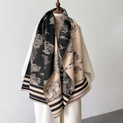 Winter Scarf Women Luxury Design Print Cashmere Shawls Lady Wraps Thick Warm Bufanda Echarpe Pashmina Stole