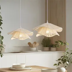 Wabi Sabi rattan Flower pendant Lamp Hemp Rope lamp Restaurant Bedroom Lights Dining Room Japanese room decor suspension lamp