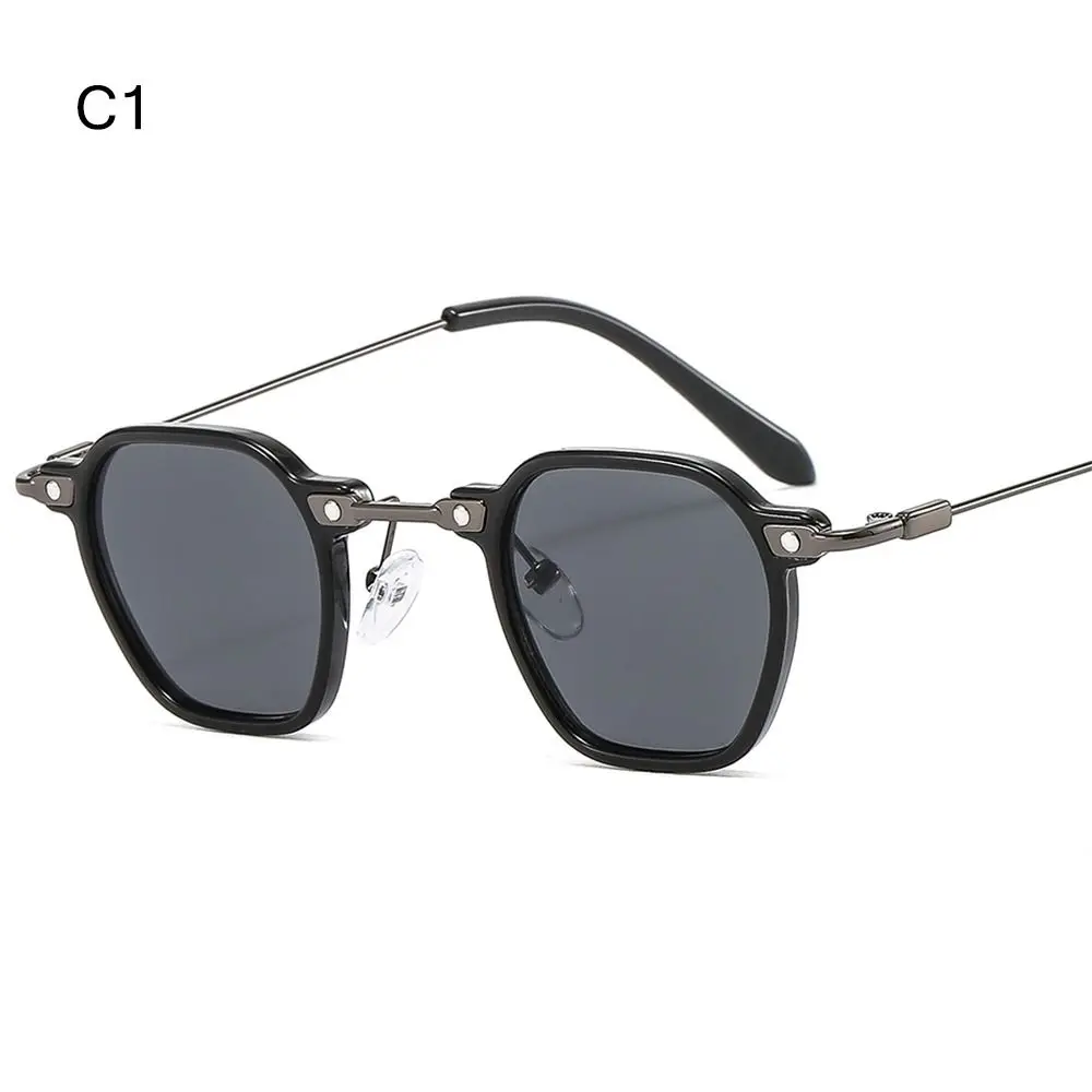 Fashion Polygon Frame Punk Sunglasses Avant Garde Small Sun Glasses Ocean Color Hip Hop Shades for Women & Men