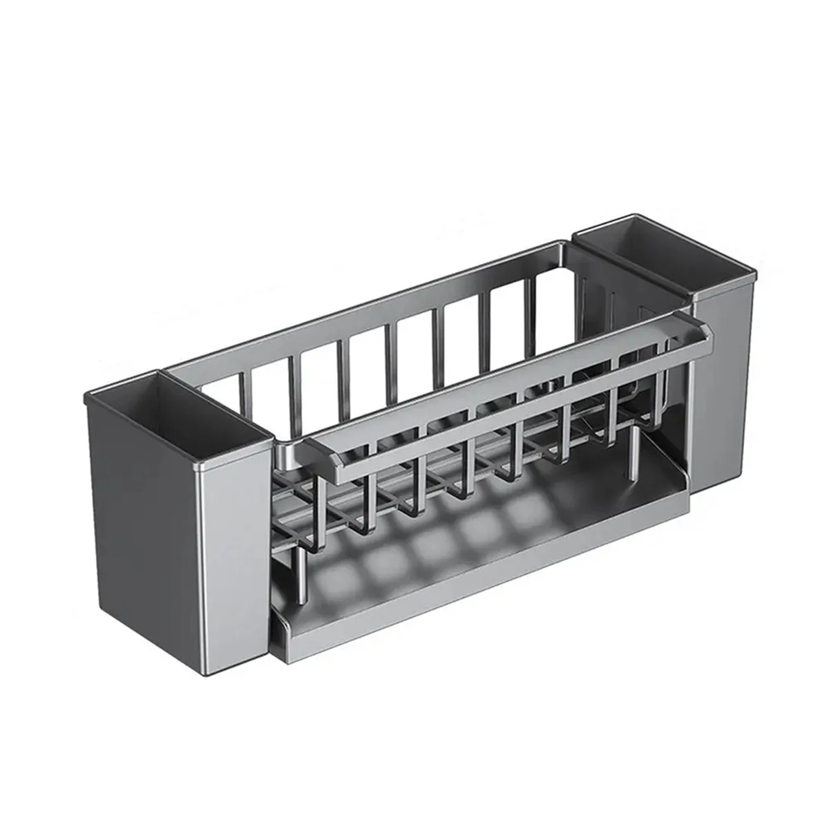 Self-Draining Sink Shelf Soap Sponge Holder Dishcloth Towel Rack Filter Basket Kitchen Sink Drain Rack Dark Grey