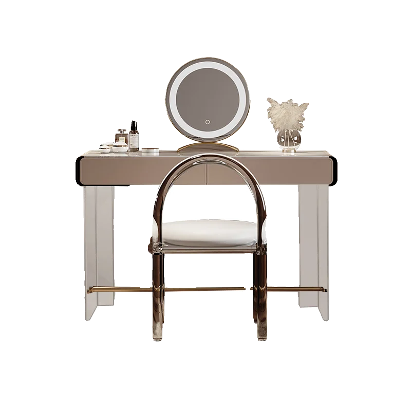 Outlet Luxury Lights Vanity Tables Nordic Lock Simple Wood Makeup Desk Dresser Bedroom Girl Glass Coiffeuse De Chambre Furniture