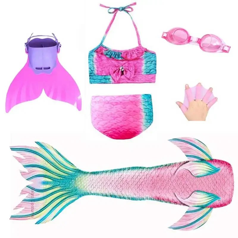 Girls Mermaid Tail Cosplay Costume Kids Children Swim Mermaid Tail Swimwear Pool Beach Swimsuit Monofin Anime Costume