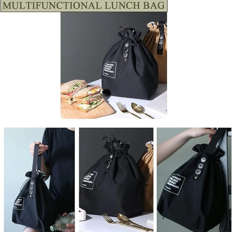 1pcs Portable Lunch Box Bag Is Easy to Pack the Drawstring Bag Strap Lunch Bag Outdoor Bag Simple Picnic Box Bag Handbag