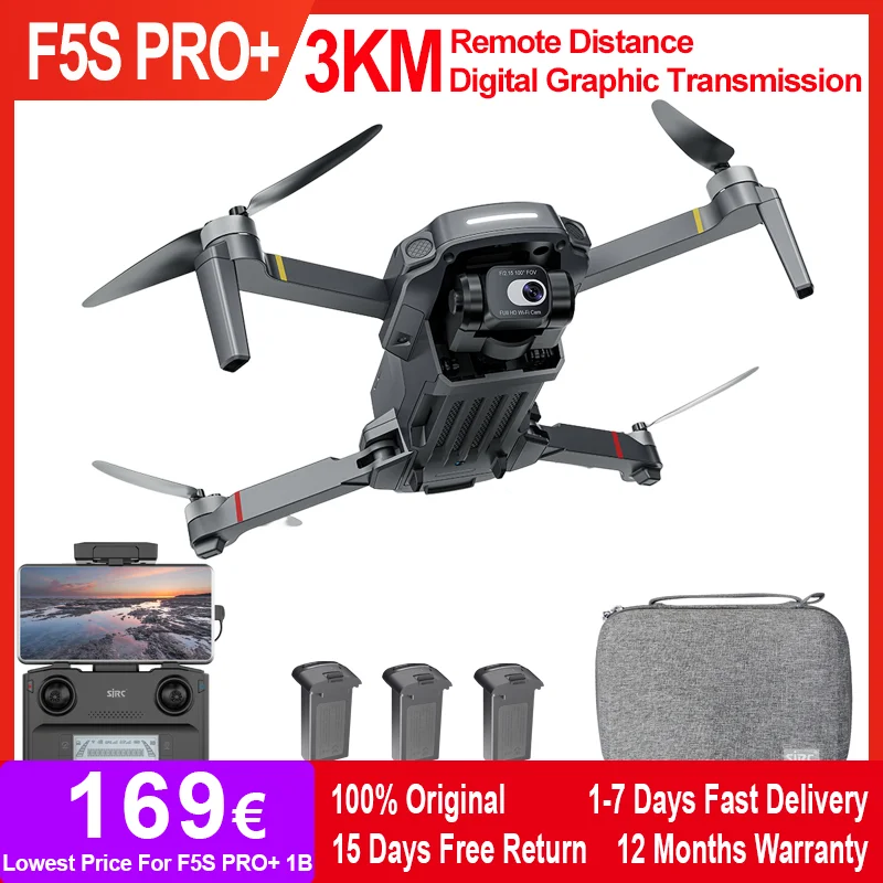 SJRC F5S 4K PRO+ Drone With 4K Camera EIS 2-Axis Gimbal RC Quadcopter Brushless FPV 3KM Remote Flight HD Camera Mini Drone