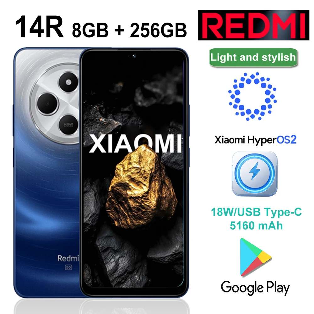 Genuine original global version of smart Redmi 14R mobile phone 8GB+256GB dual-sim smart phone 50 million pixel camera 5160Mah