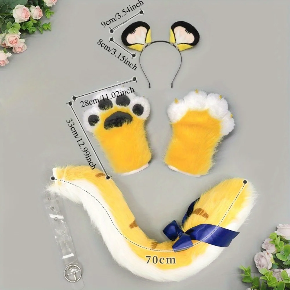 Juego de diadema con orejas de tigre y cola de bestia, accesorio Cos, para convenciones de anime, eventos de cosplay, reuniones temáticas de tigre y espectáculos de disfraces