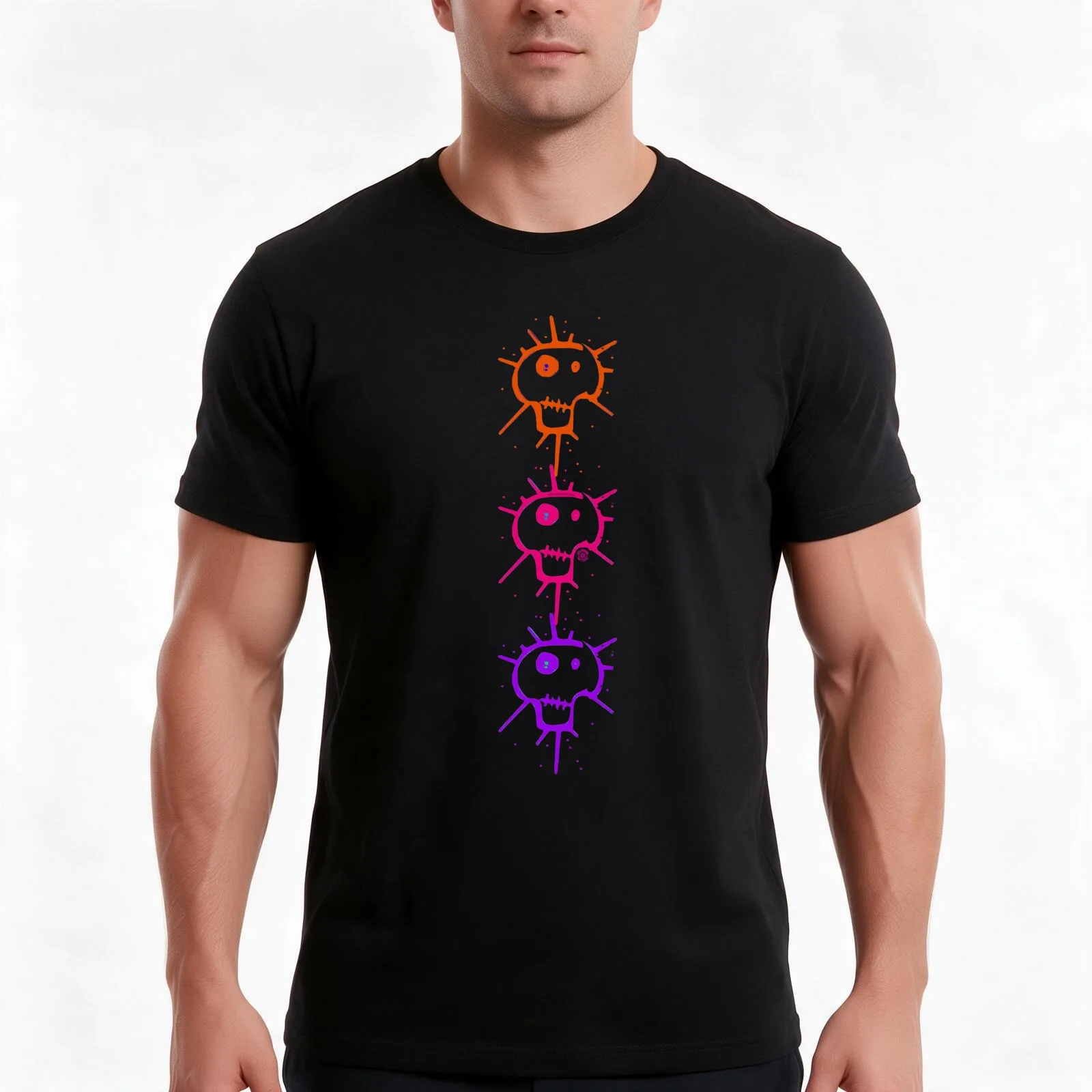 TripleBoosh Neon Tribute Eye Voodoo Design T-Shirt, Summer Casual Cotton Tee, Oversized Streetwear Tops, Vintage Graphic Print