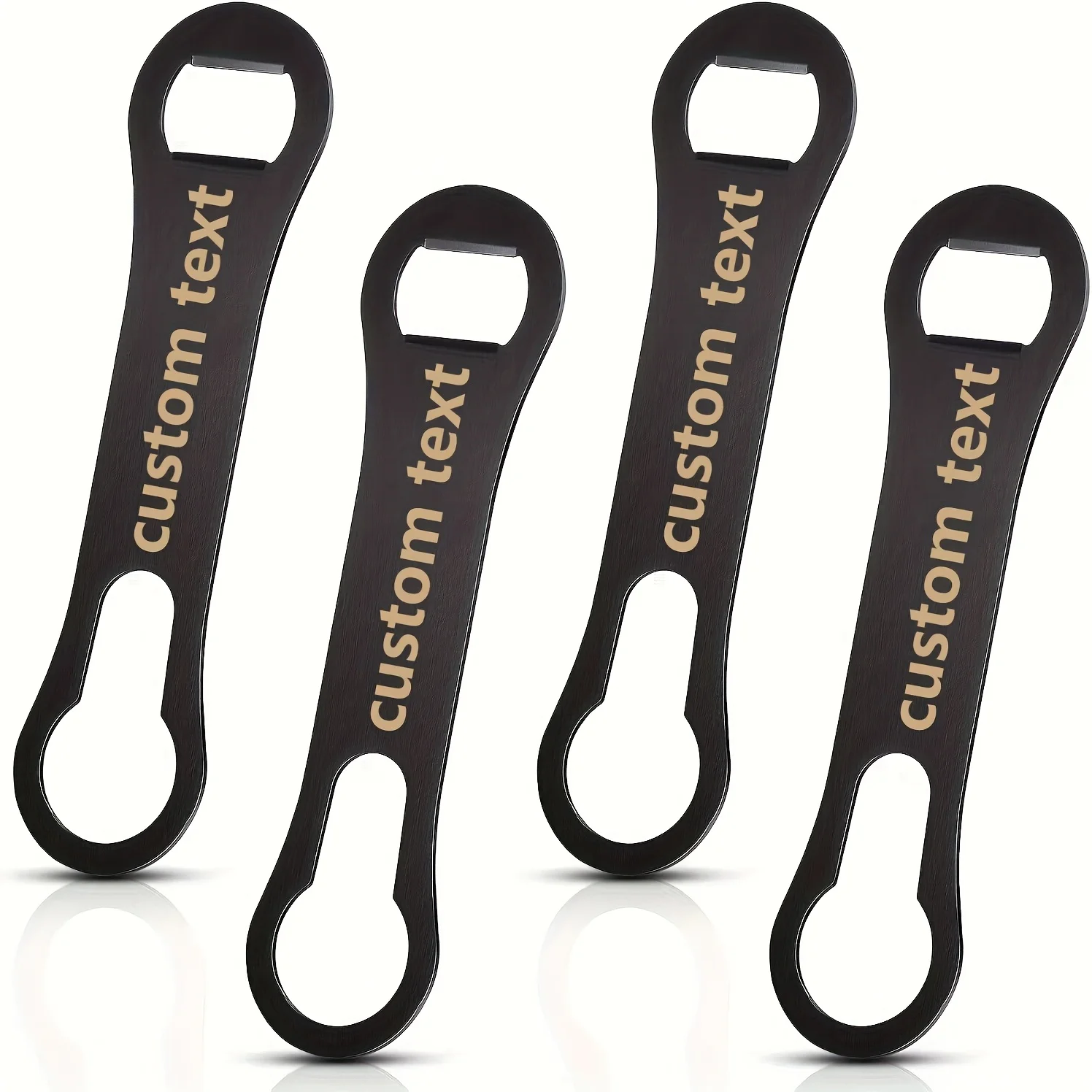 

4Pcs【Personalized Customization】Diy Party Name, Restaurant Name Bottle Opener, Stainless Steel Bar Speed Bottle Opener, Double-Headed Beer and Pourer Removal Tool, Bartender Kitchen Tool (Black)