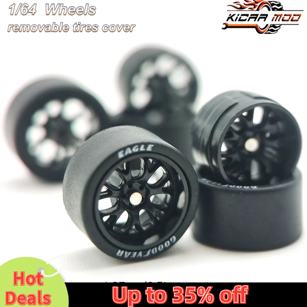 1/64 Wheels with Rubber Tires BBS LM-R Large Size Refitting Parts for Diecast Model Car Hot Wheels Matchbox Tomica D:13mm 1 Set