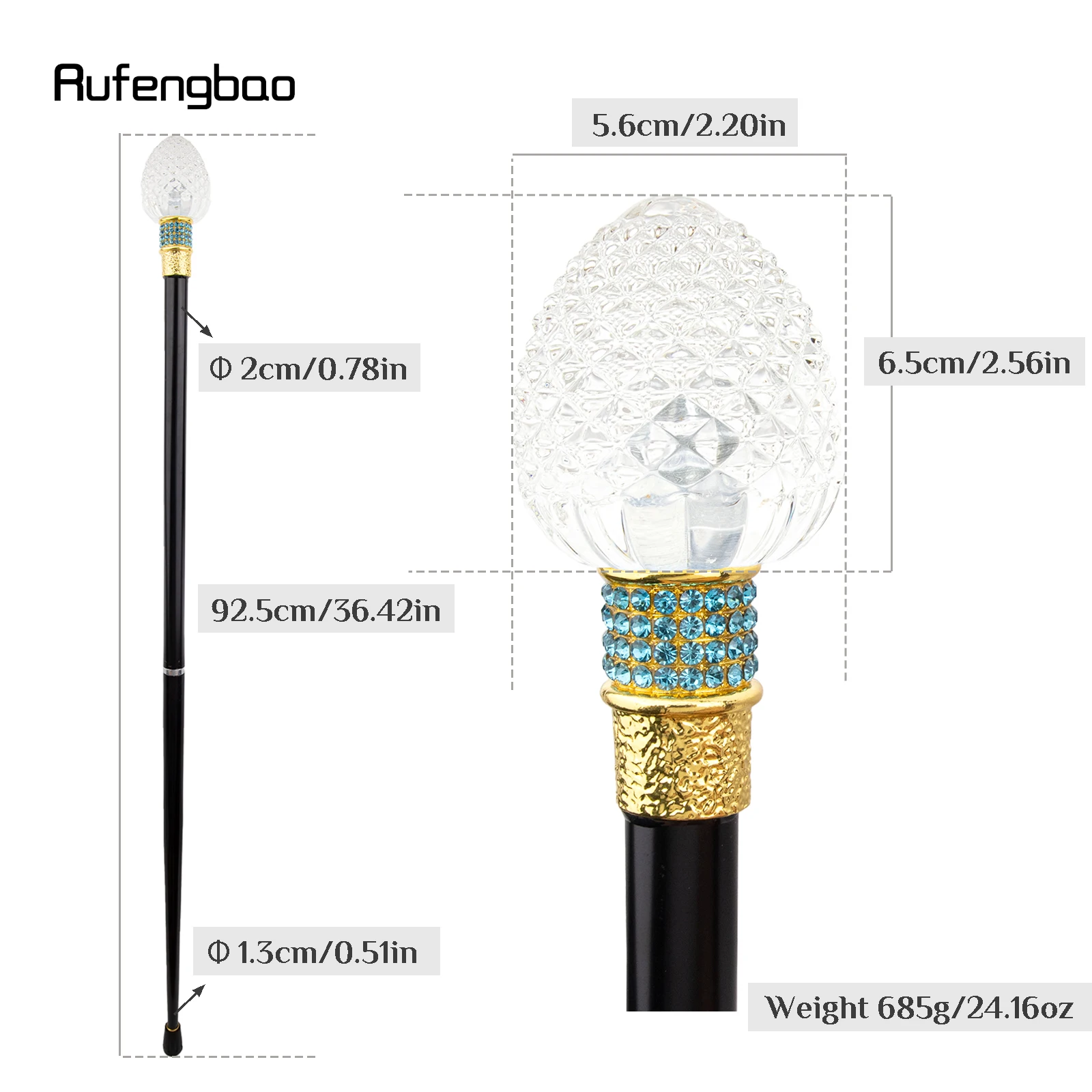 الكرة الشفافة الزجاج الذهبي الأخضر سبيكة الجنية الصولجانات للفتيات الأميرة عصا للمشي العصا تأثيري حفل زفاف عيد ميلاد 92 سنتيمتر