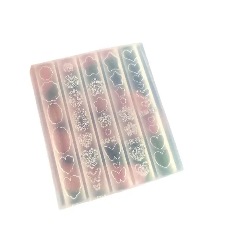 Nail Mold 3D Silicone Carving Template Cute Little Bear Strawberry Star Heart Stencils DIY Manicure Decor Tools No Stick