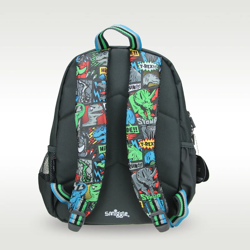 Austrália smiggle original crianças mochila meninos cinza triceratops ombro mochila kawaii 3-7 anos sacos de modelagem 14 polegada