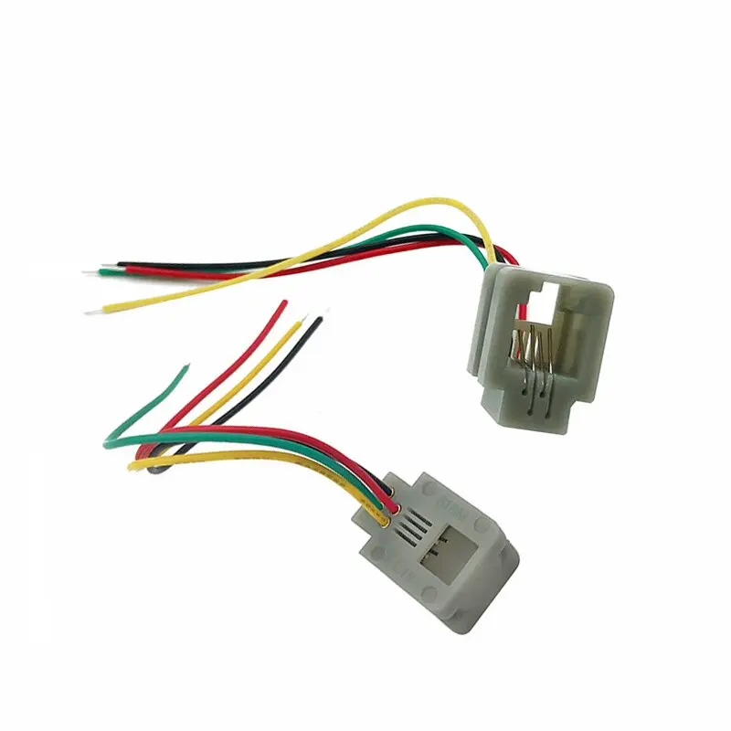 

20PCS 616M wired socket 4P4C RJ9 female socket with 4 cores UL1061 electronic wire interface black red green yellow L=150mm