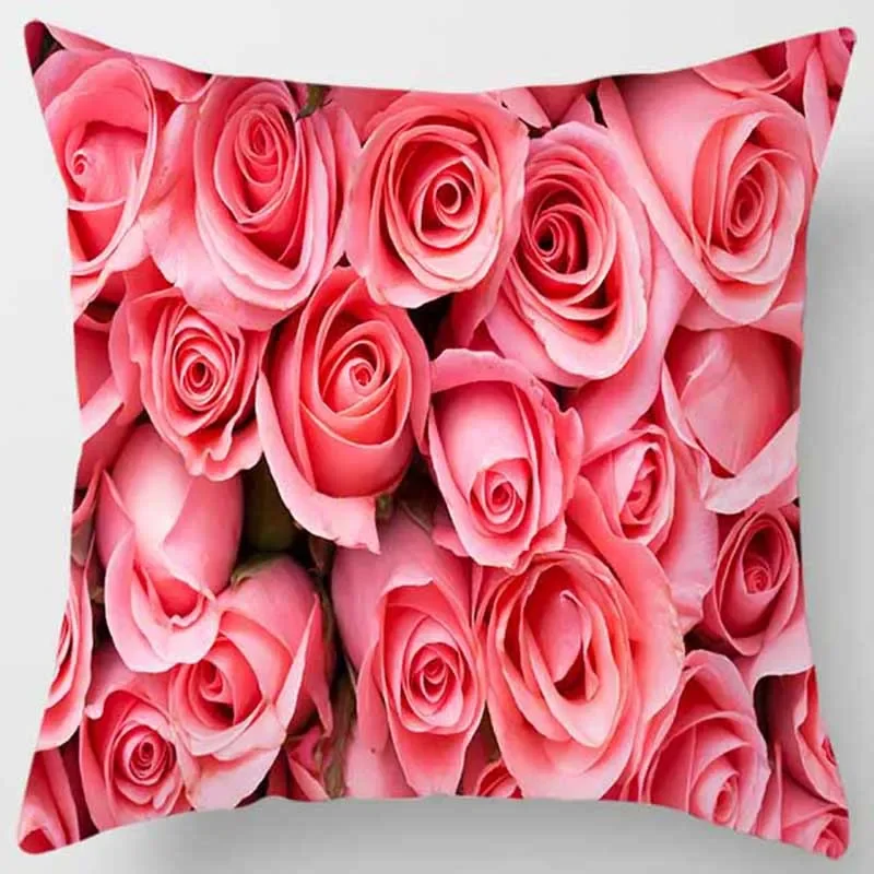 45x45cm Rose Series Pillowcase Yellow pink flowers  Sofa Office Seat cushion cover Room aesthetic home decoration