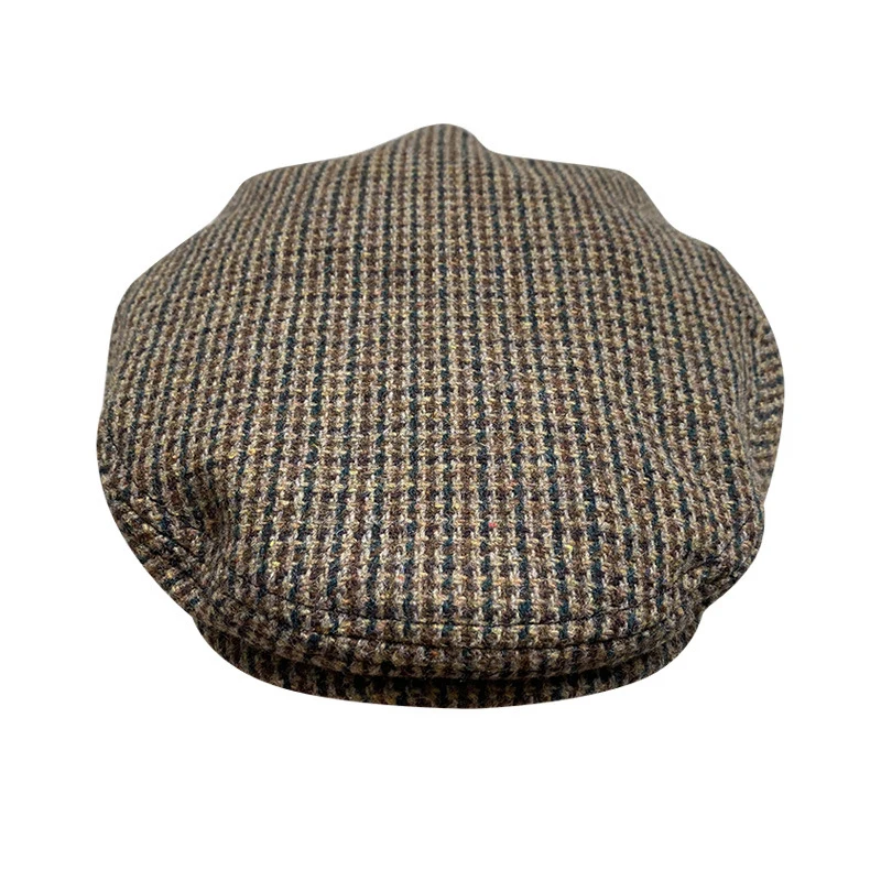 New Wool Flat Cap Men\'s Golf Cabbie Hat Gatsby Ivy Cap Irish Hunting Hat Newsboy Driver Cabbies Beret 09