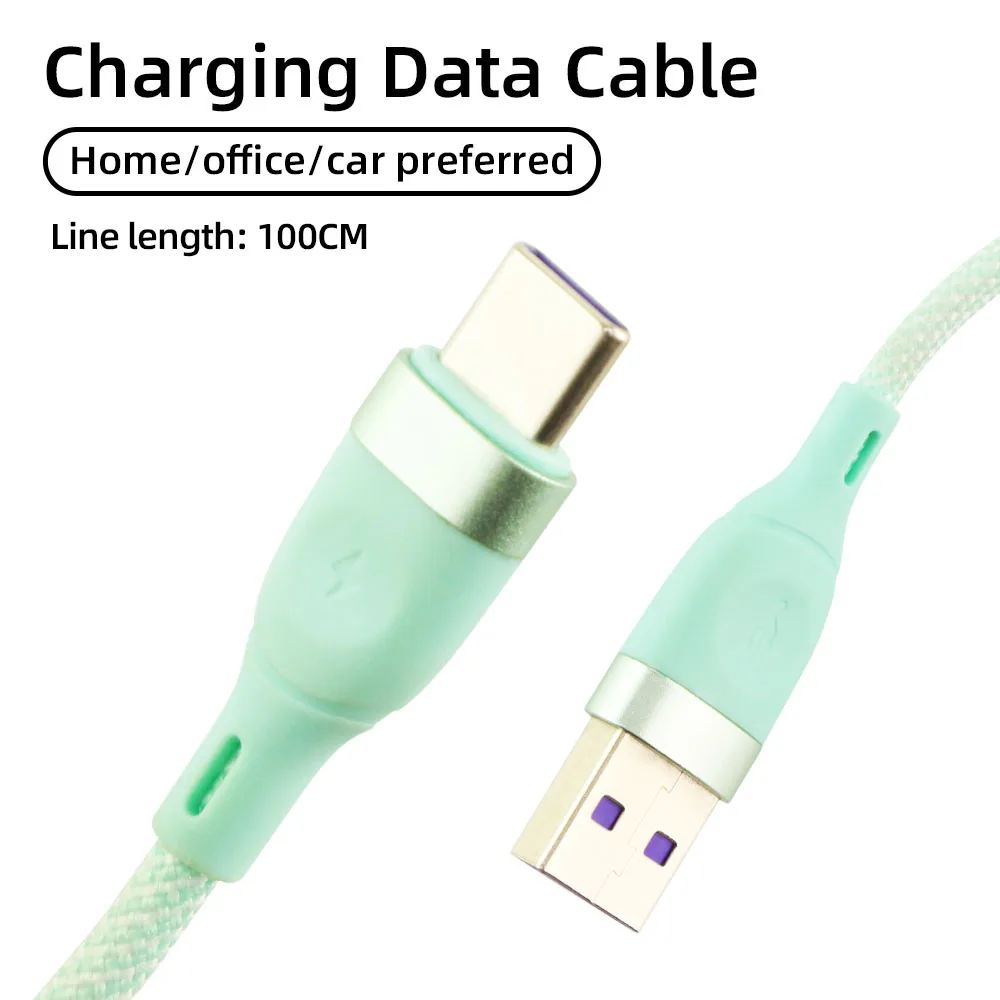 100W 5A Fast Charger Type C Cable USB C Nylon Cable For Xiaomi Huawei Oneplus Poco Samsung Iphone 15 16 USB-C charger Data Cable