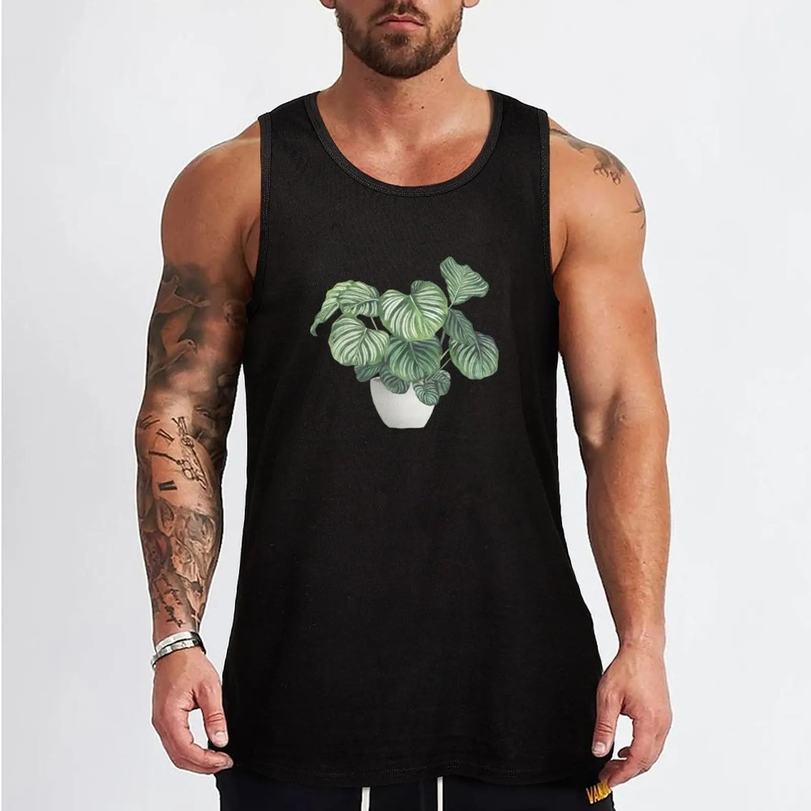 Potted Calathea Plant Tank Top gym shirt men gym shirts Japanese t-shirt