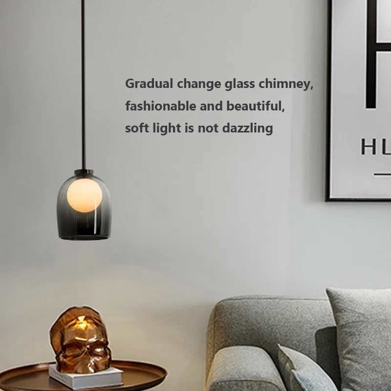 Lámpara colgante de cristal para decoración de habitación, luces LED modernas y sencillas de estilo nórdico para Loft, dormitorio, cabecera, sala de