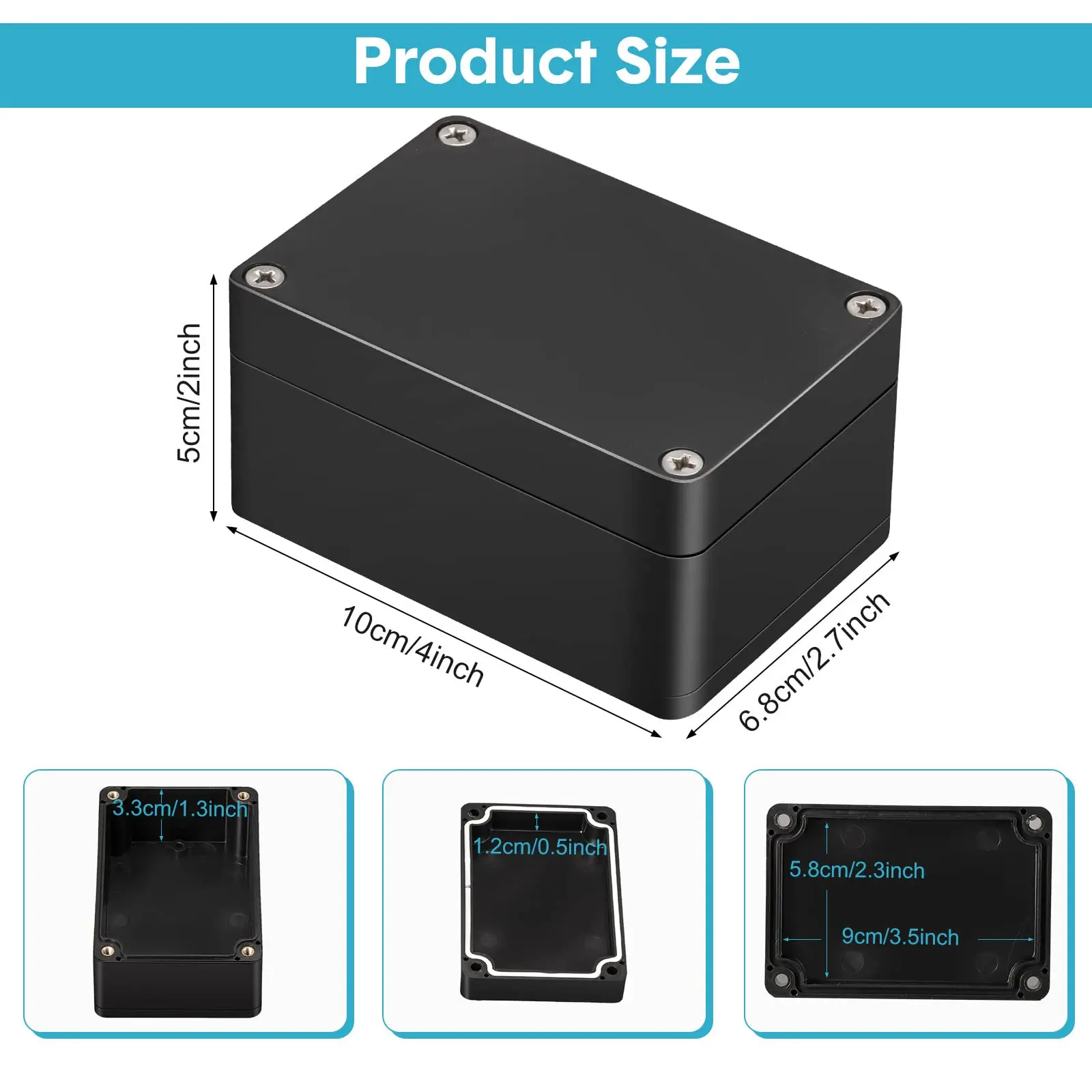 DIY Plastic Junction Box Waterproof Project Box Electrical Box Electrical Enclosure Box Outdoor Electrical Project Case Black