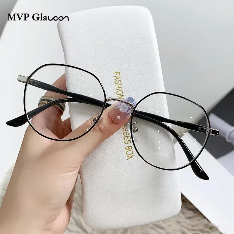 2023 Glasses Ins Metal Round Decor Round Glasses Women Anti Blue Light Computer Glasses Black Metal Spectacle Frame 0 Diopter