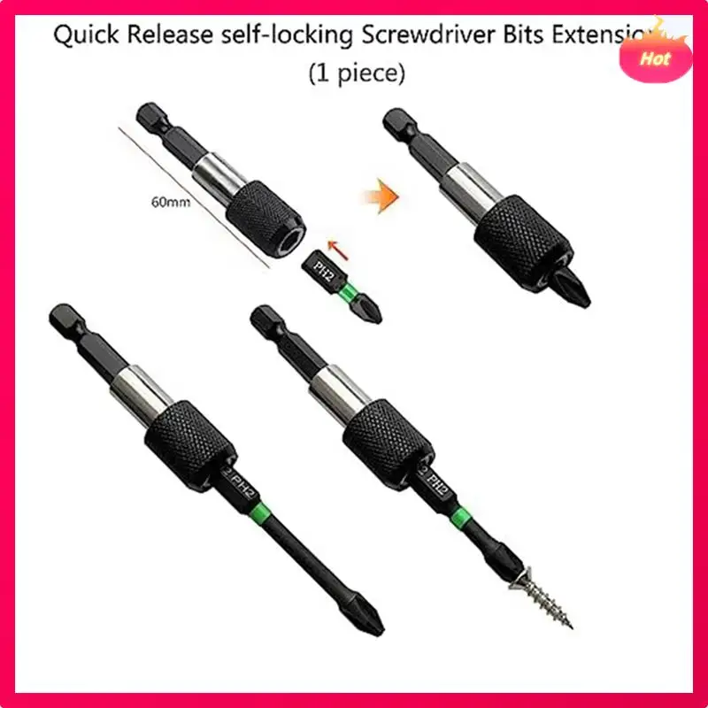 

12 Pcs Magnetic Screwdriver Bit Set, S2 Alloy Steel Material Impact Screwdriver Bits, 1/4 Inch Hex Shanks (25-150Mm) Easy To Use