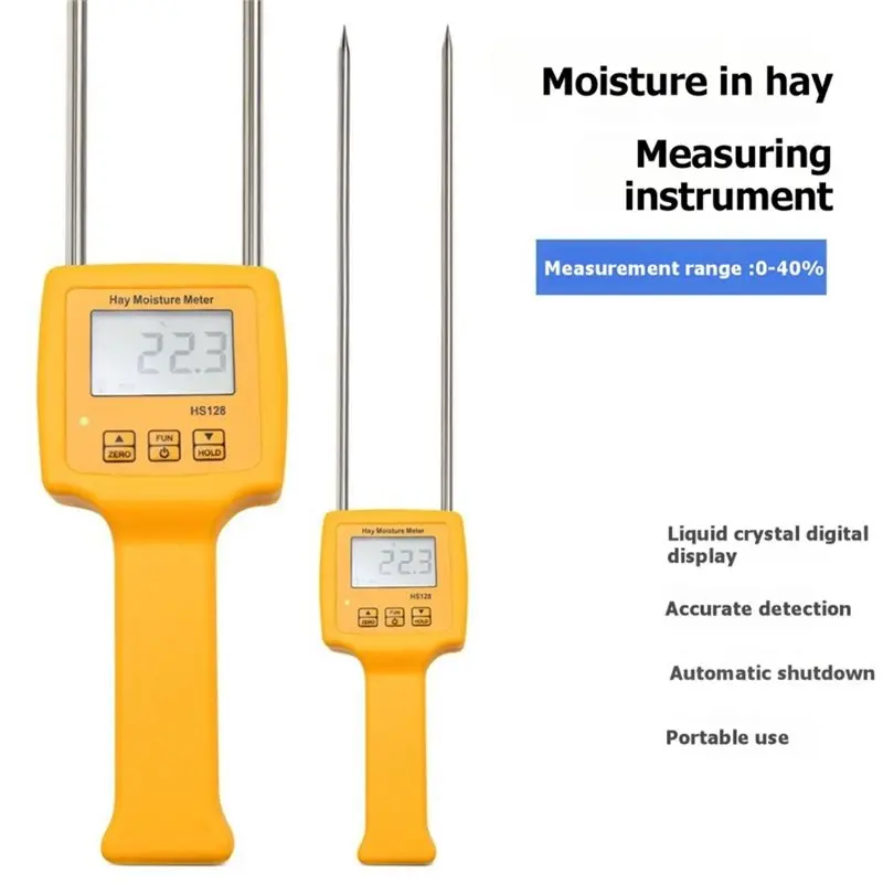 ABKJ-HS128 Hay Moisture Meter Handheld Bale Straw Moisture Tester Digital Forage Grass Moisture Detector For Agriculture Farm