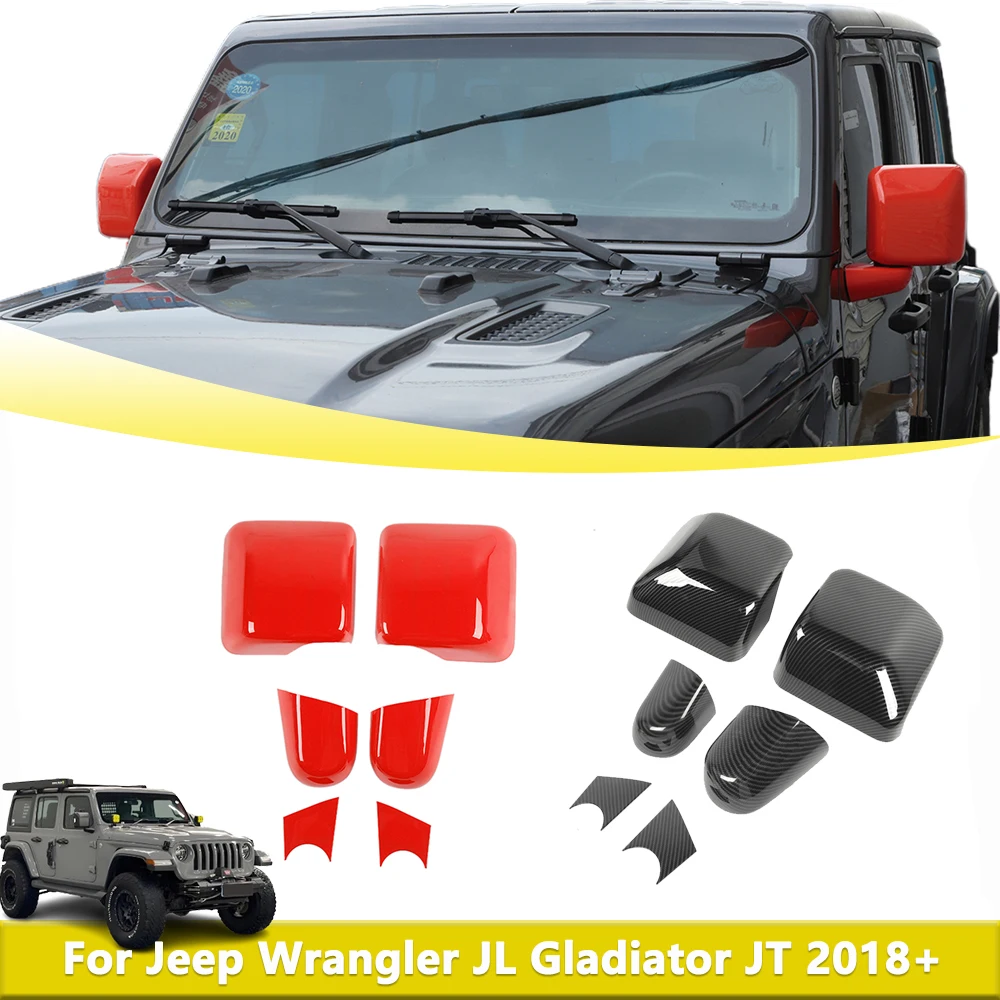 

Rearview Mirror Shell Cap Base Decoration Cover Trim For Jeep Wrangler JL Gladiator JT Sahara 2018-2024 Exterior Accessories