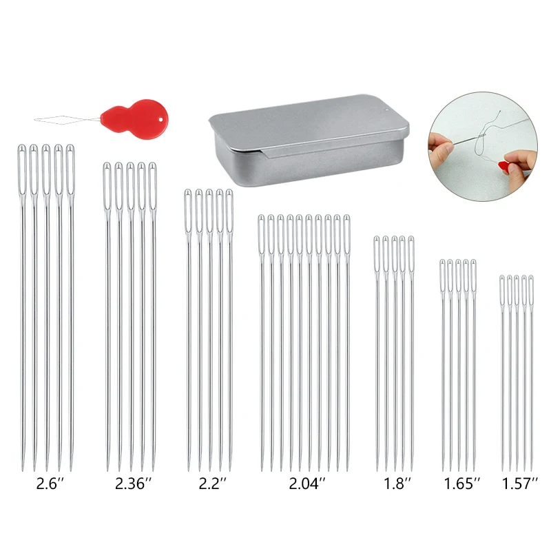 7 أحجام كبيرة العين الخياطة مجموعة الإبر الحادة 40 قطعة إبرة جلدية التطريز الموضوع الإبر مع الخيوط للديكور الحرف الفنية #1